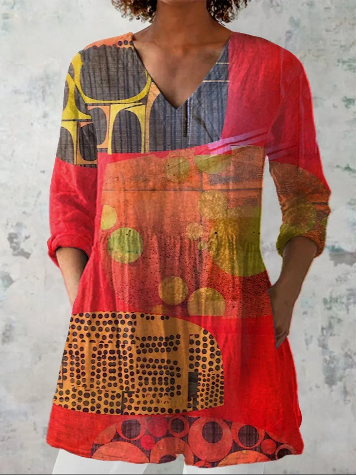 Océane | Chemise V-Cou Moderne Abstraite