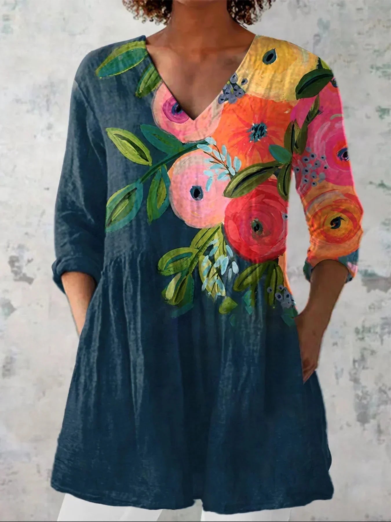 Élodie | Chemise V-Cou Florale Classique