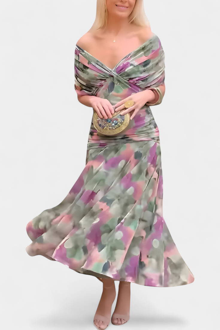 Elena | Robe Longue Florale avec Décolleté en V