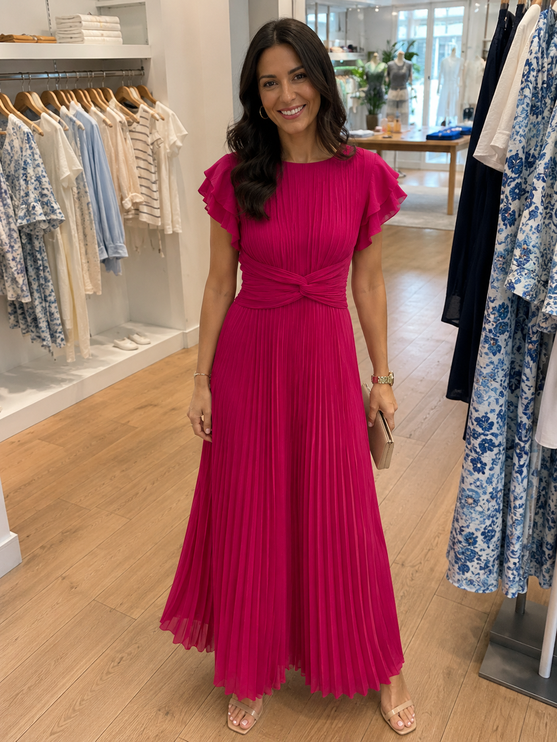 Madeleine | Robe Maxi Plissée Élégante avec Taille Torsadée