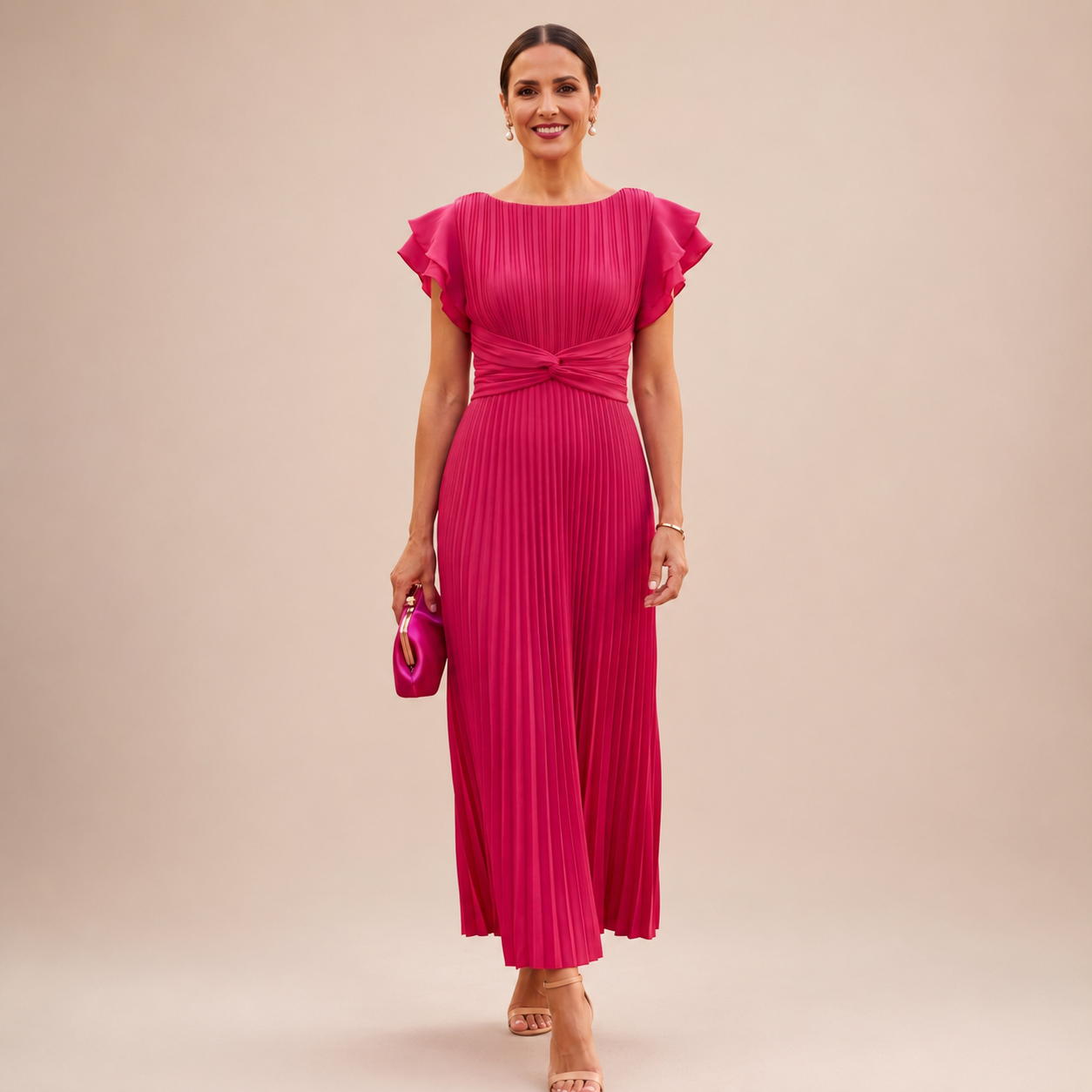 Madeleine | Robe Maxi Plissée Élégante avec Taille Torsadée