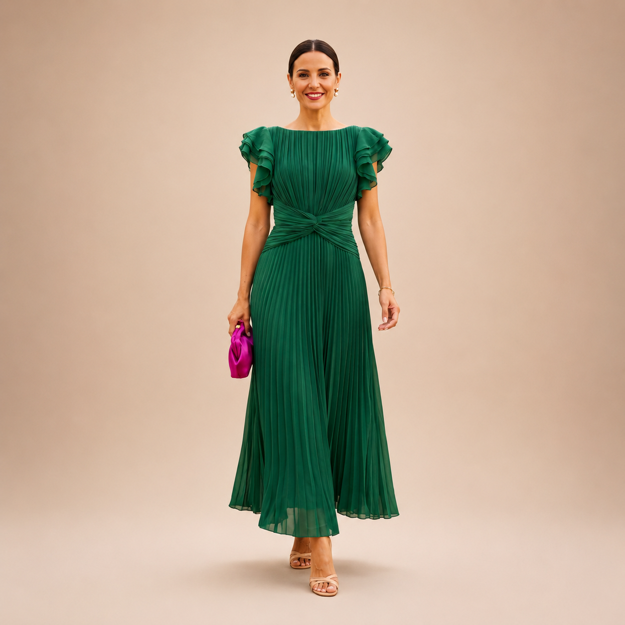 Madeleine | Robe Maxi Plissée Élégante avec Taille Torsadée