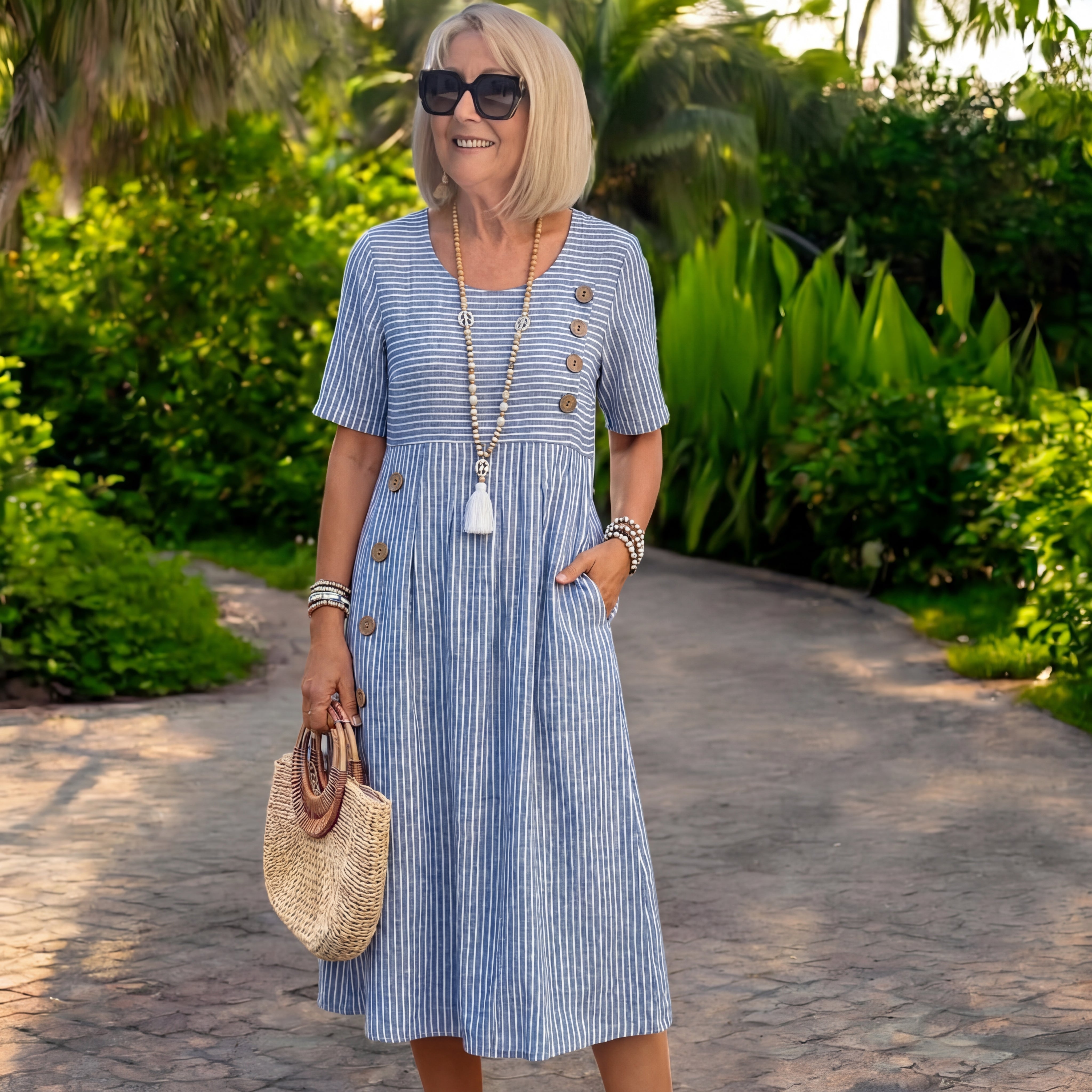 Sylvie | Robe midi rayée
