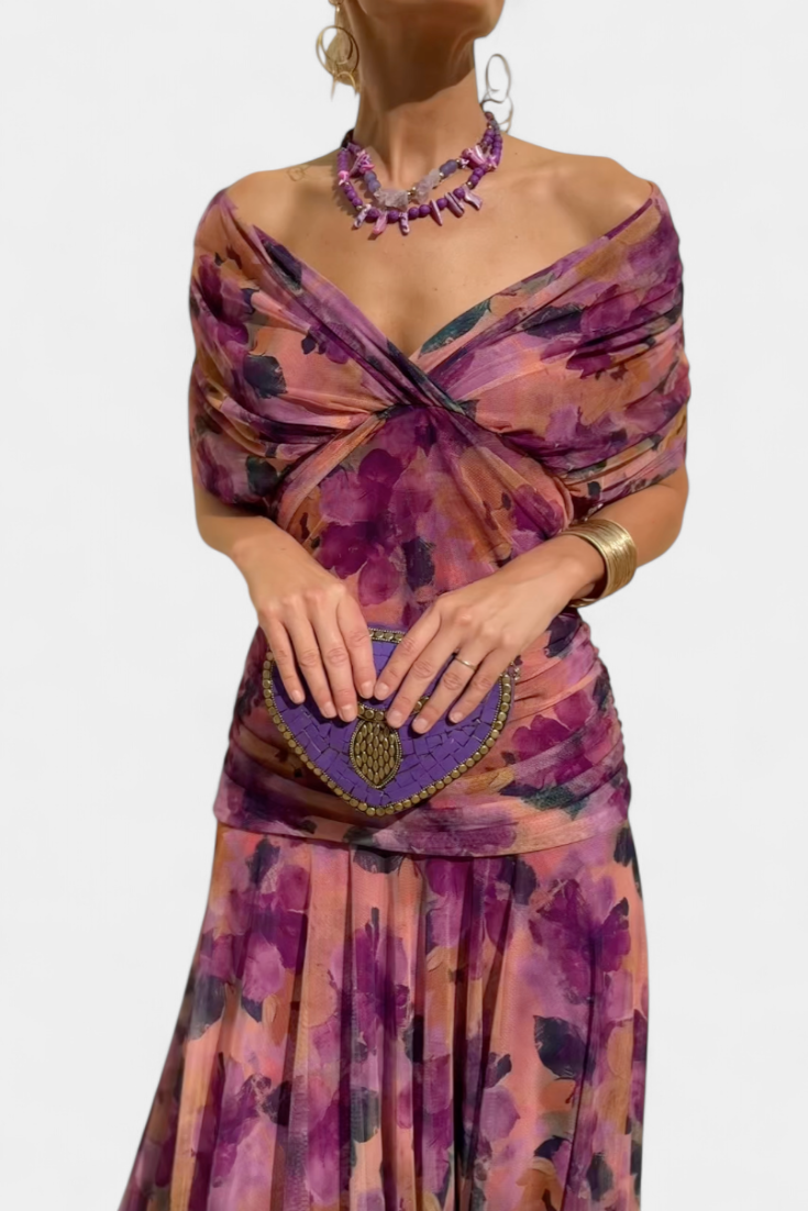 Elena | Robe Longue Florale avec Décolleté en V