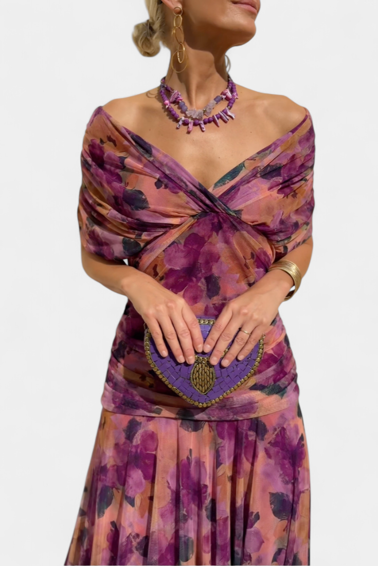 Elena | Robe Longue Florale avec Décolleté en V