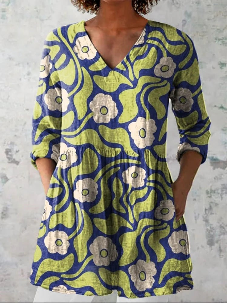 Fleur | Chemise V-Cou Florale Romantique