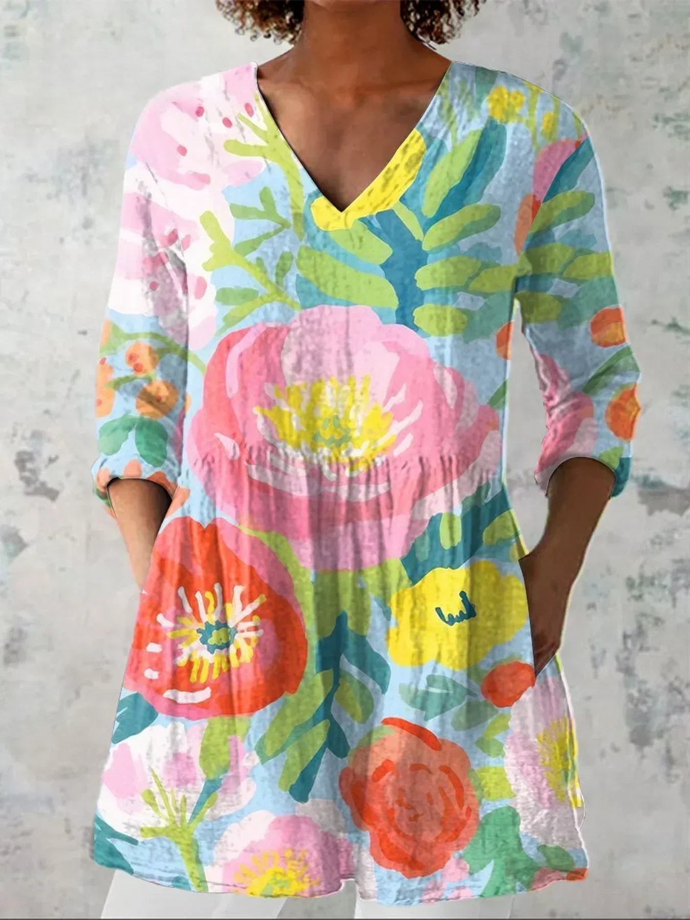 Apolline | Chemise V-Neck Florale Douce