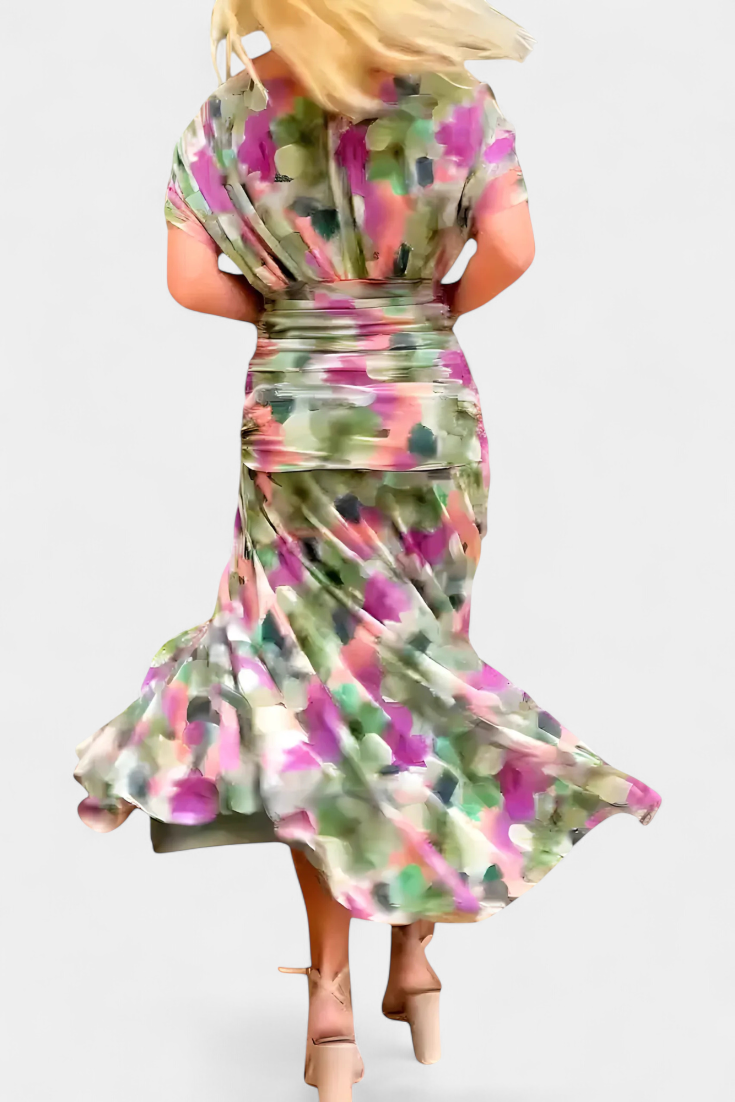 Elena | Robe Longue Florale avec Décolleté en V