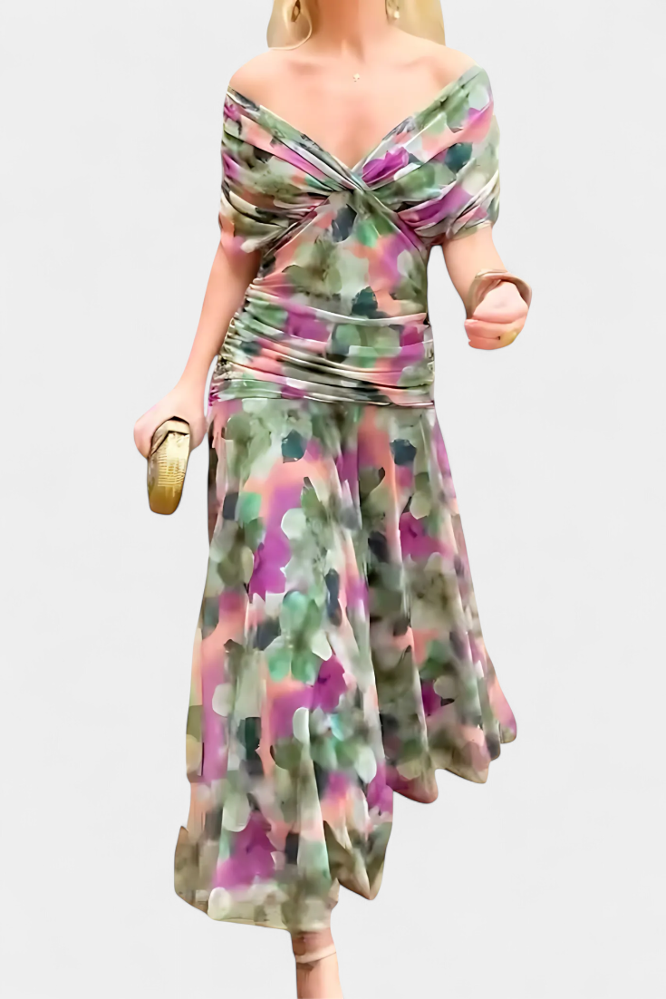 Elena | Robe Longue Florale avec Décolleté en V