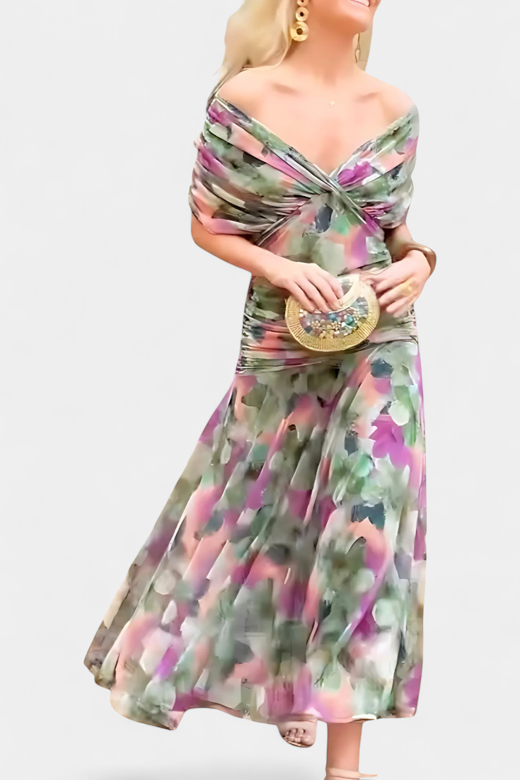 Elena | Robe Longue Florale avec Décolleté en V