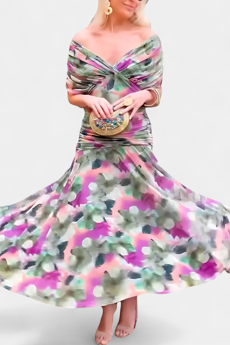 Elena | Robe Longue Florale avec Décolleté en V