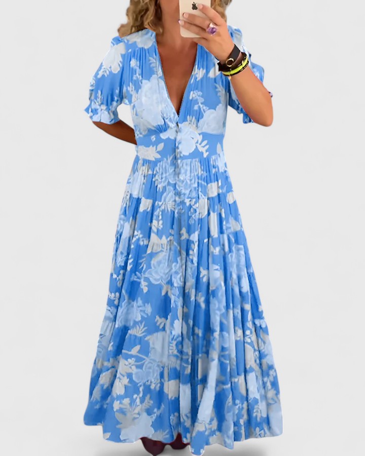 Chloé | Robe d'été élégante à fleurs en V