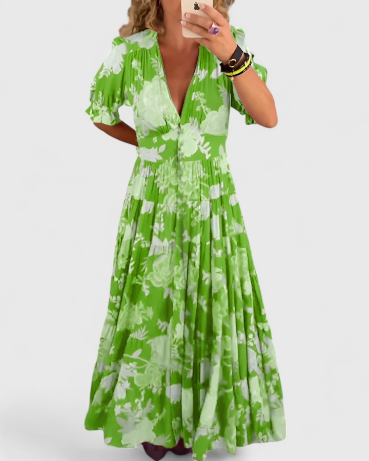 Chloé | Robe d'été élégante à fleurs en V