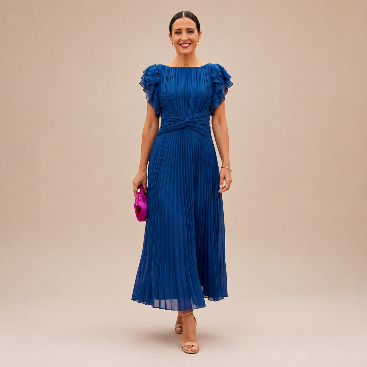 Madeleine | Robe Maxi Plissée Élégante avec Taille Torsadée