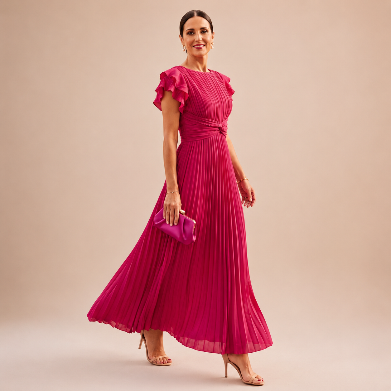 Madeleine | Robe Maxi Plissée Élégante avec Taille Torsadée
