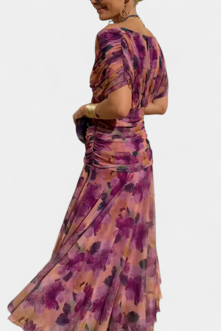 Elena | Robe Longue Florale avec Décolleté en V