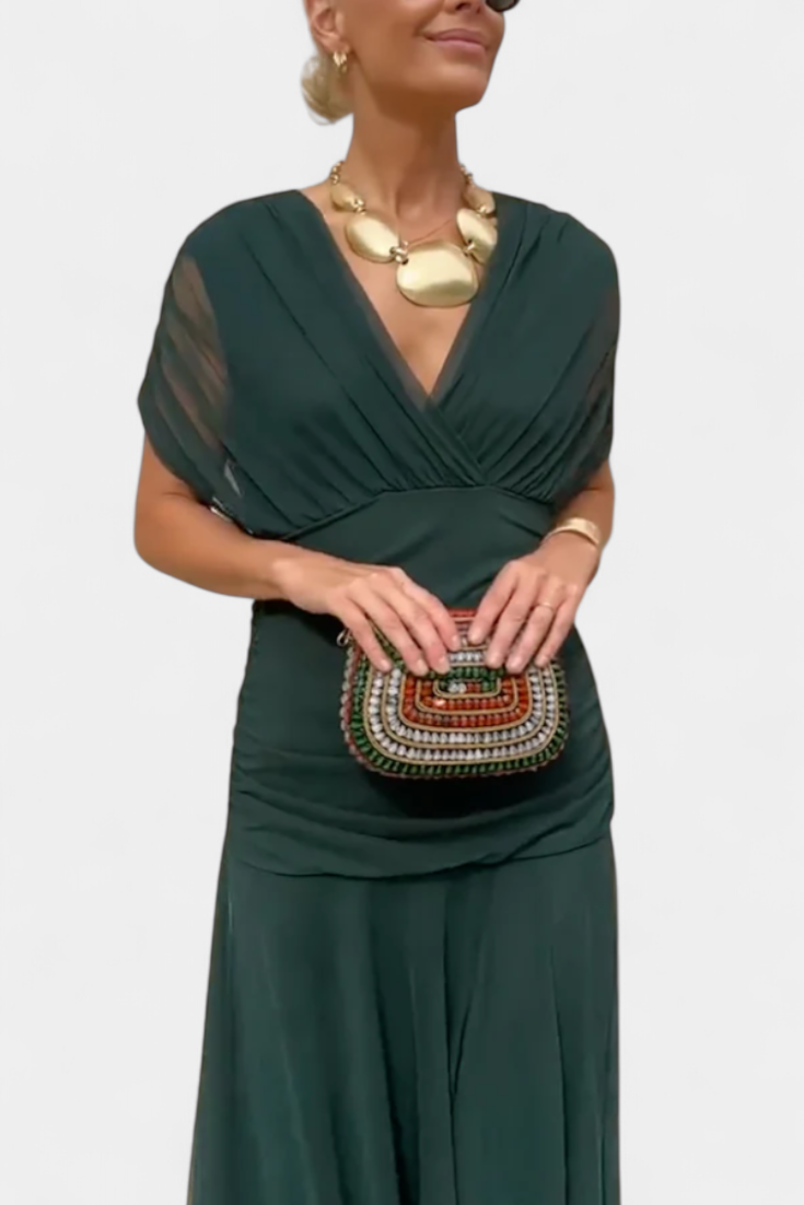 Elena | Robe Longue Florale avec Décolleté en V