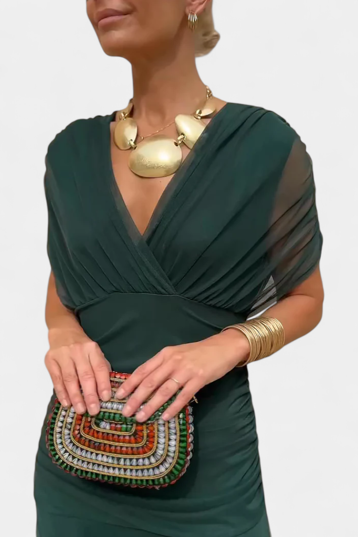 Elena | Robe Longue Florale avec Décolleté en V