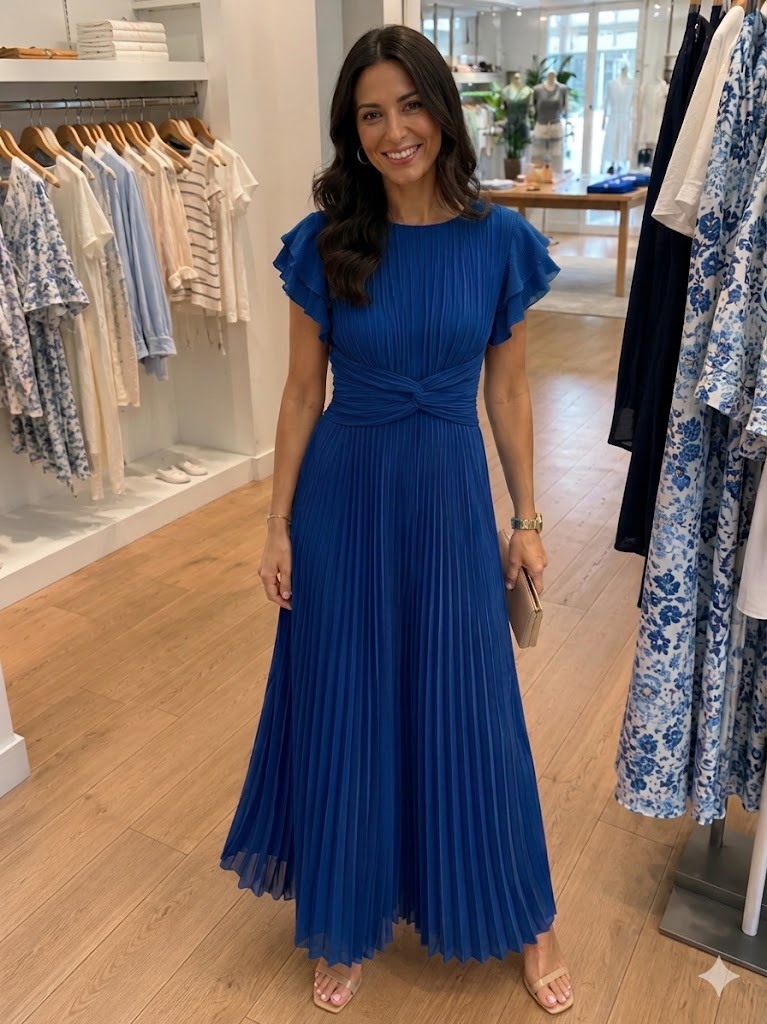 Madeleine | Robe Maxi Plissée Élégante avec Taille Torsadée