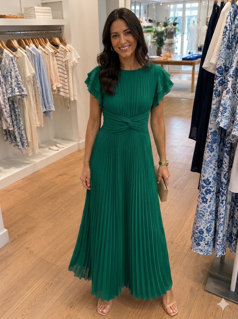 Madeleine | Robe Maxi Plissée Élégante avec Taille Torsadée